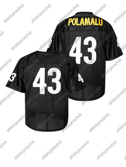 36 Betts 43 Plolamalu Men's Football Jerseys Black Gold Mesh Embroidery Short Sl - SitterJersey.com