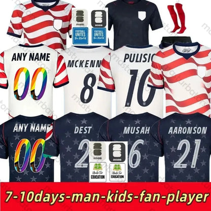 Usa Soccerjersey 2026 World Cup PULISIC BALOGUN Football Jersey AARONSON WRIGHT  - SitterJersey.com