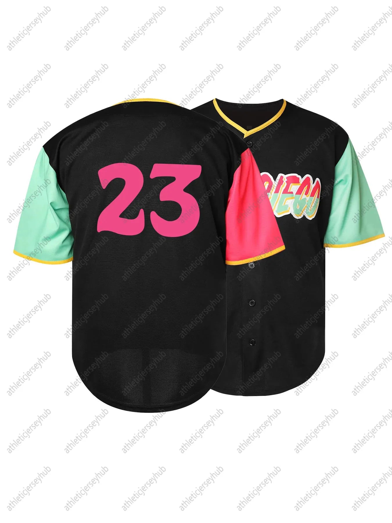 Vintage Sports Baseball Jersey Shirt - Polyester 100%, V-Neck, Embroidered Numbe - SitterJersey.com