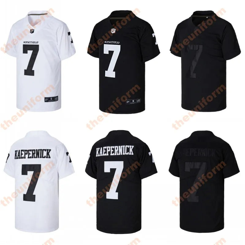 Comfy Letter and Number 7 Embroidery KAEPERNICK Short Sleeve V-Neck Football Jer - SitterJersey.com