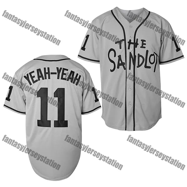 The Sandlot Baseball Jersey 11 Yeah-Yeah Blue Embroidered Baseball Sports Tops B - SitterJersey.com