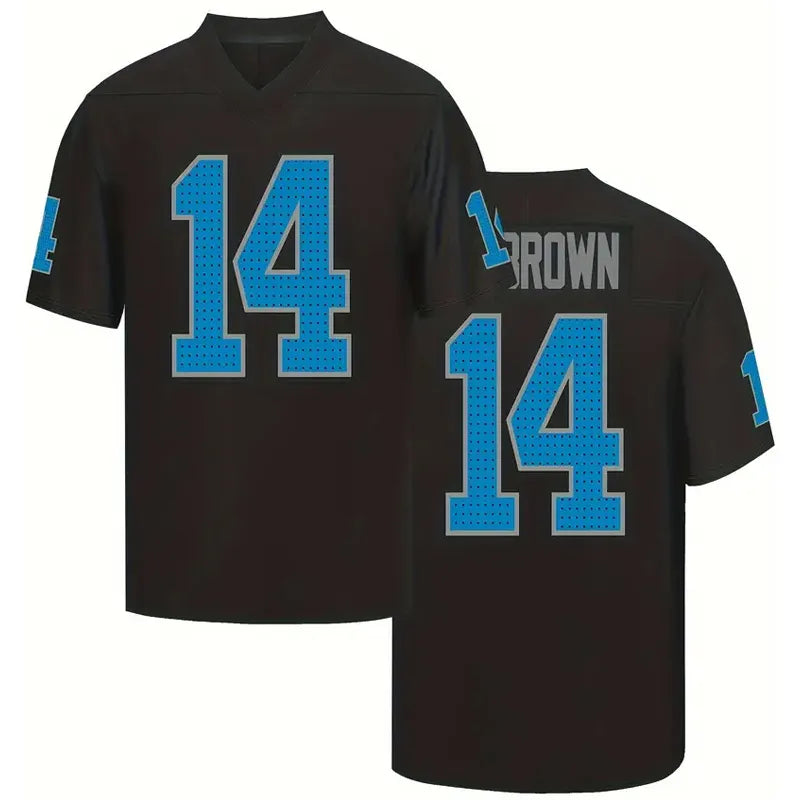 Men's #26 Gibbs 14 St. Brown Black Classic Embroidered V-Neck Rugby Jersey - Bre - SitterJersey.com