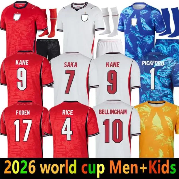 England Football Kit 2026 England World Cup 2026 Football Shirt Soccer Jerseys KANE BELLINGHAM EZE SAKA PALMER RICE FODEN Kids Mens Women 26 27 Kit - SitterJersey.com