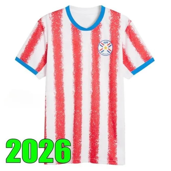 2026 Paraguay Mens Soccer Jerseys M. ALMIRON M. VILLASANTI J. ALONSO ENCISO Home - SitterJersey.com