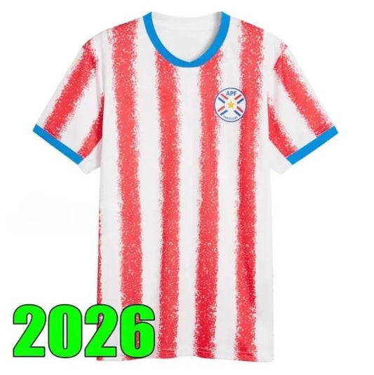 2026 Paraguay Mens Soccer Jerseys M. ALMIRON M. VILLASANTI J. ALONSO ENCISO Home - SitterJersey.com