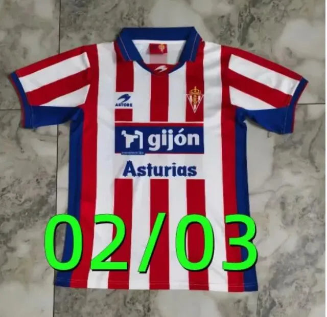 4XL 26 27 Sporting de Gijon Soccer Jerseys 84 86 94 95 96 01 02 08 Retro David V - SitterJersey.com