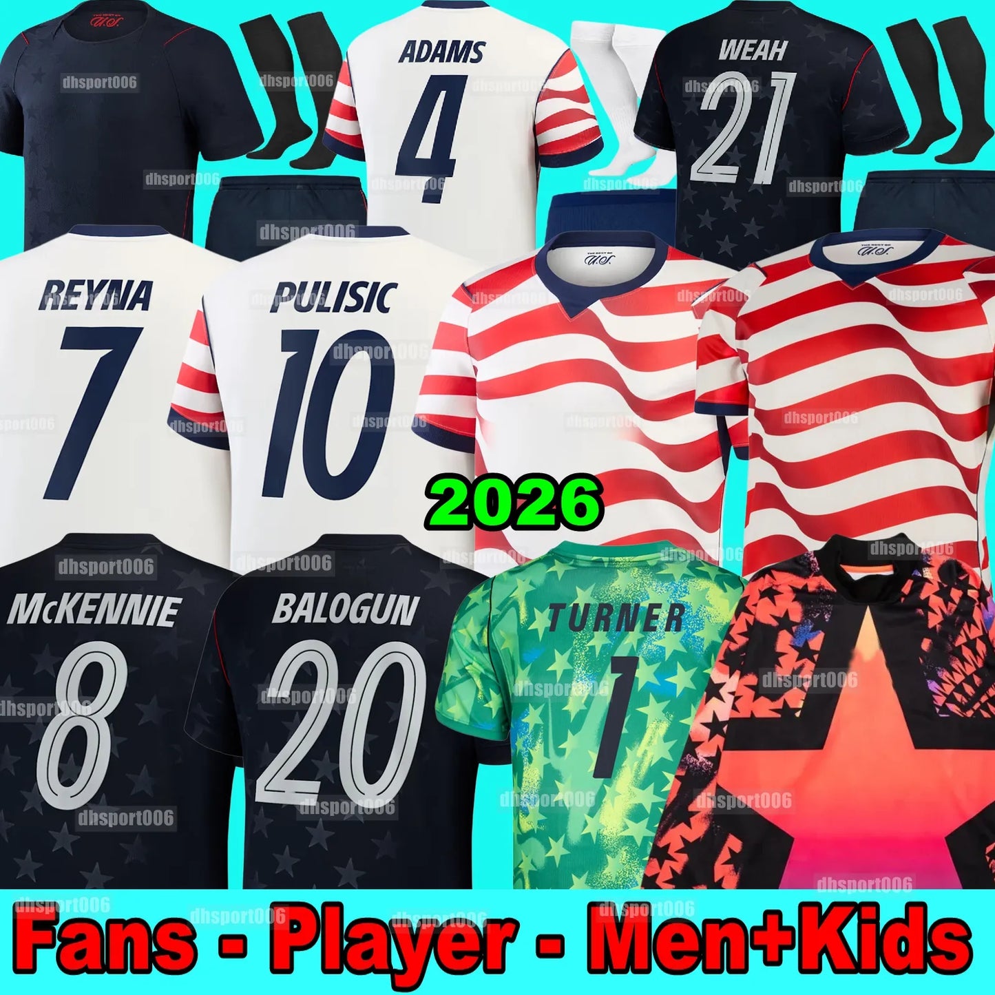 usa jersey 2026 worldcup Usa Soccerjersey 2026 World Cup PULISIC BALOGUN Footbal - SitterJersey.com