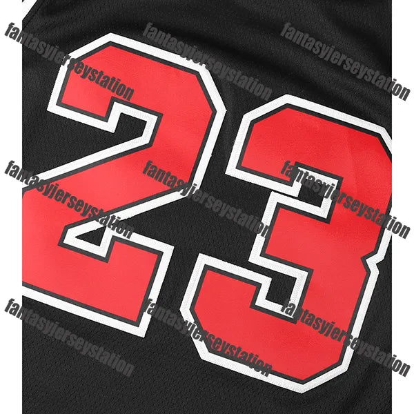 Men's Red Basketball Jerseys Chicagoes 23 Black Hip Hop Fashion Embroidered Stit - SitterJersey.com