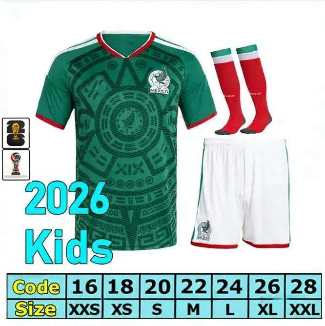 Mexico 2026 World Cup RAUL CHICHARITO Soccer Jersey 26 27 H LOZANO Kids Kit Foot - SitterJersey.com