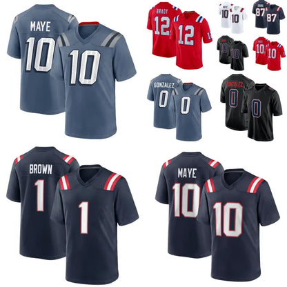 10 Drake Maye Football Jerseys Christian Gonzalez Rhamondre Stevenson Demario Do - SitterJersey.com