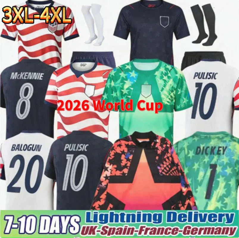 Usa Soccerjersey 2026 World Cup PULISIC BALOGUN Football Jersey AARONSON WRIGHT  - SitterJersey.com