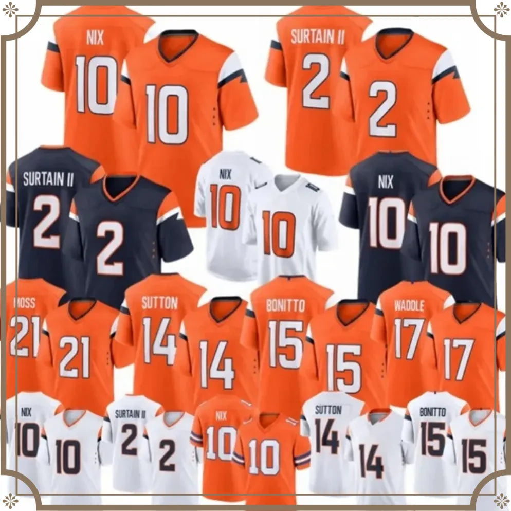 Denvers City Broncoss jesrey Bo Nix Courtland Sutton Broncosjesrey Jaylen Waddle - SitterJersey.com