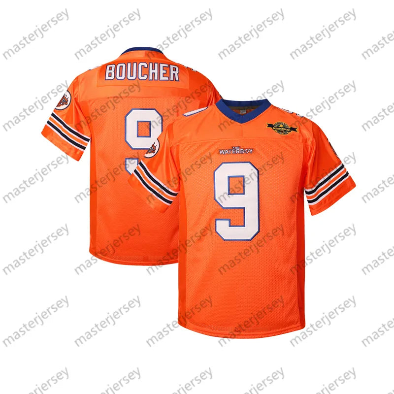 Youth/Kids #9 BOUCHER Orange Loose Breathable American Football Jerseys Embroide - SitterJersey.com