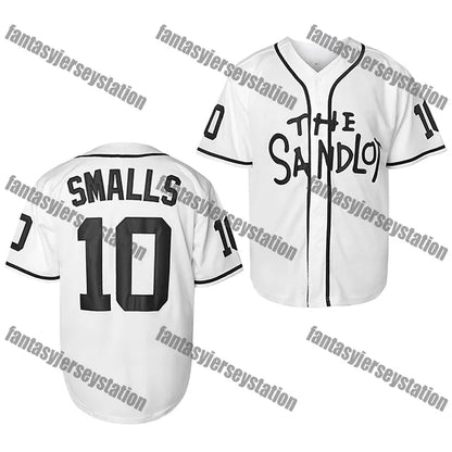 The Sandlot Baseball Jersey 10 White SMALLS Pattern Baseball Sports Tops Basebal - SitterJersey.com