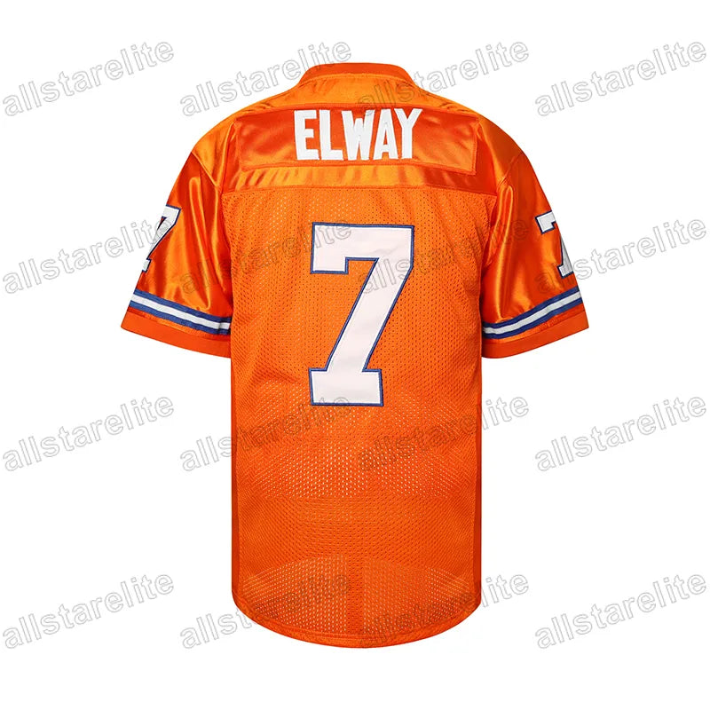 Men's #7 ELWAY Breathable V-Neck Football Jersey Orange Black, Perfect for Train - SitterJersey.com
