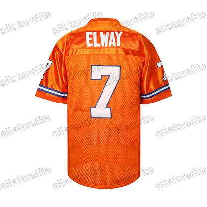Men's #7 ELWAY Breathable V-Neck Football Jersey Orange Black, Perfect for Train - SitterJersey.com