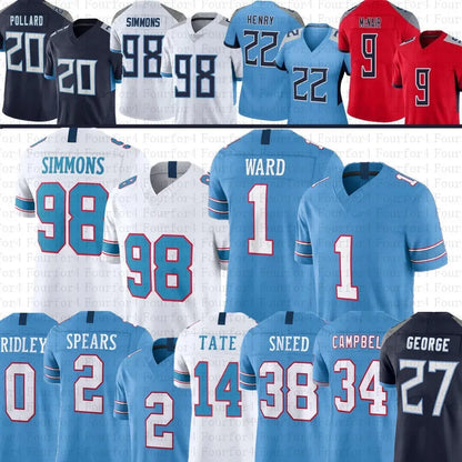 Cam Ward Ridley Carnell Tate Football Jersey Jeffery Simmons Tyjae Spears Steve  - SitterJersey.com