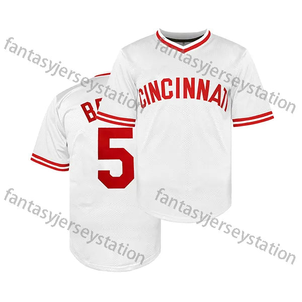 Men's #5 Embroidered Baseball Bench Jersey - V-Neck, Short Sleeve, Polyester Spo - SitterJersey.com