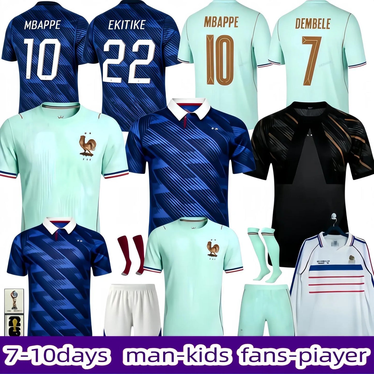 France Football Jersey 2026 France Jersey World Cup 2026 French Soccer Jerseys MBAPPE DEMBELE EKITIKE Olise Kids National Team Retro Football Tops Shirt Maillot De Foot ZIDANE HENRY Vintage 3XL - SitterJersey.com