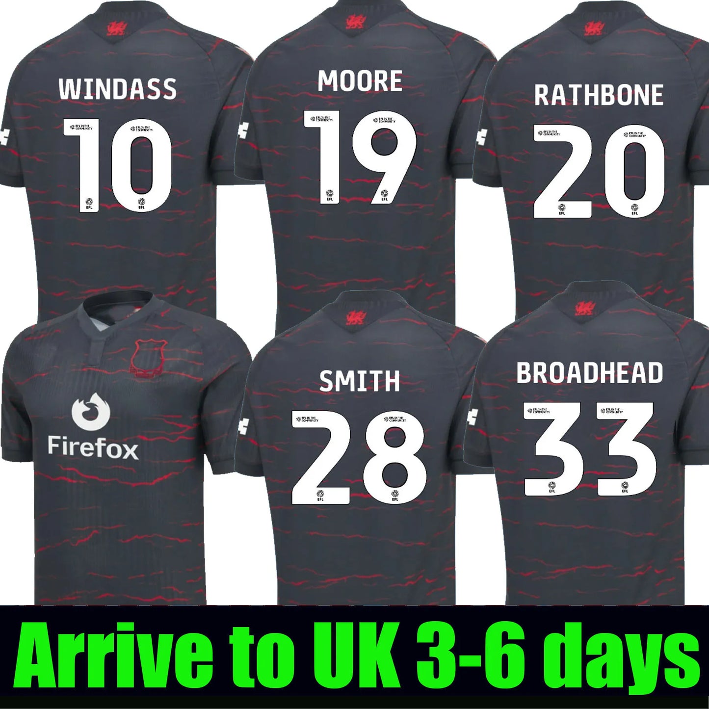 26 27 Wrexham soccer jerseys 2026 2027 WINDASS MOORE BATHBONE O'BRIEN SMITH BROA - SitterJersey.com