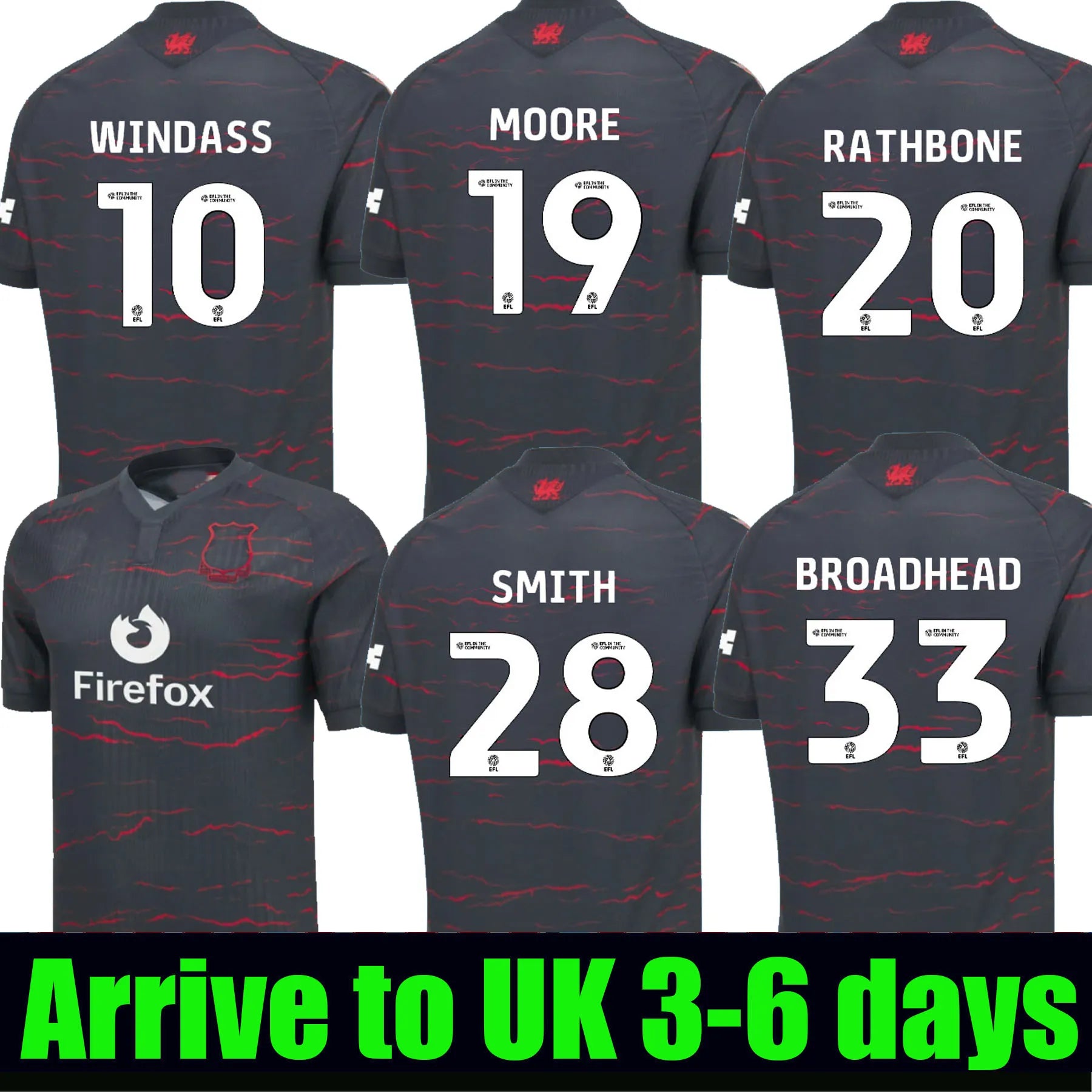 26 27 Wrexham soccer jerseys 2026 2027 WINDASS MOORE BATHBONE O'BRIEN SMITH BROA - SitterJersey.com