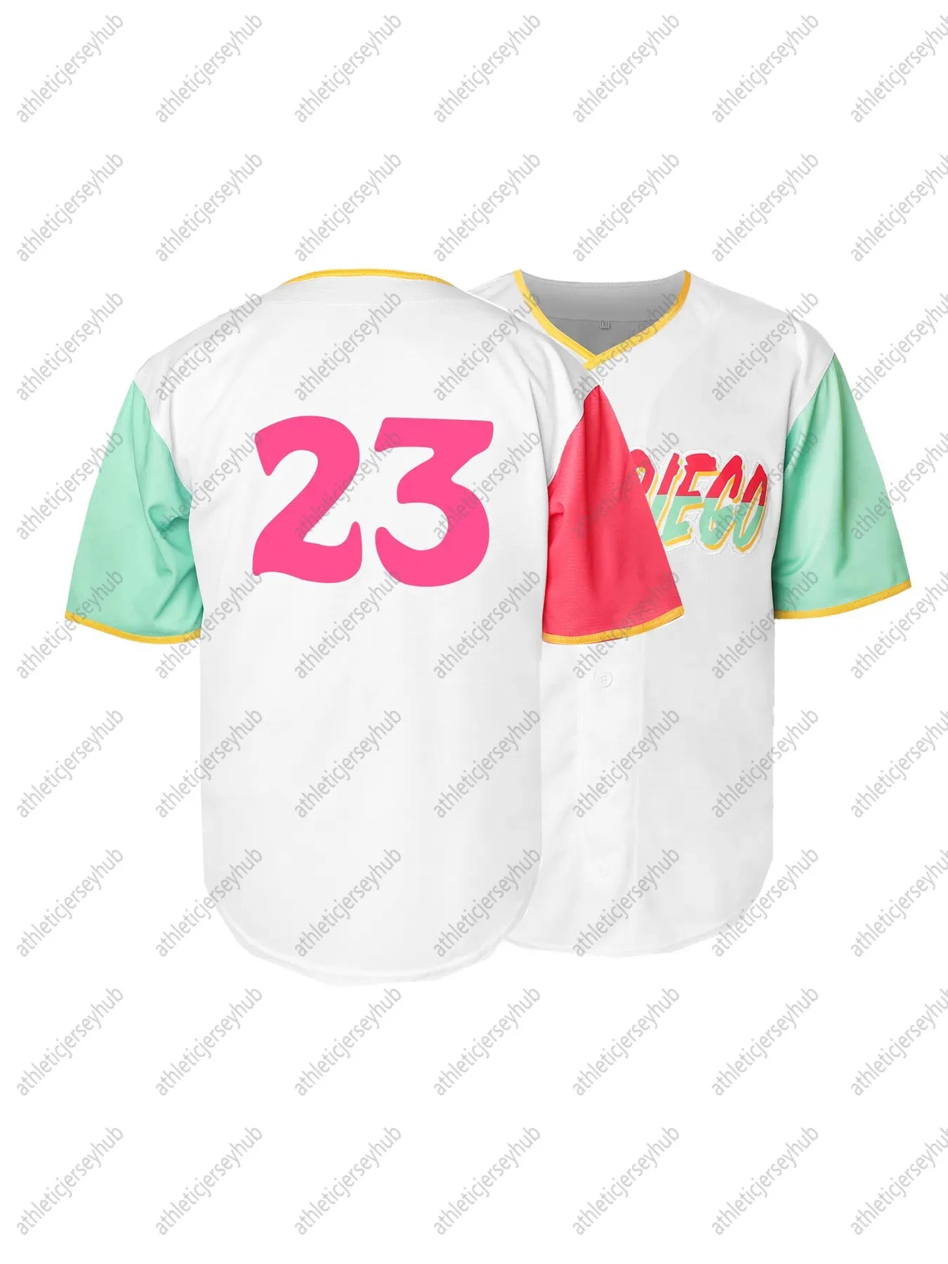 Vintage Sports Baseball Jersey Shirt - Polyester 100%, V-Neck, Embroidered Numbe - SitterJersey.com