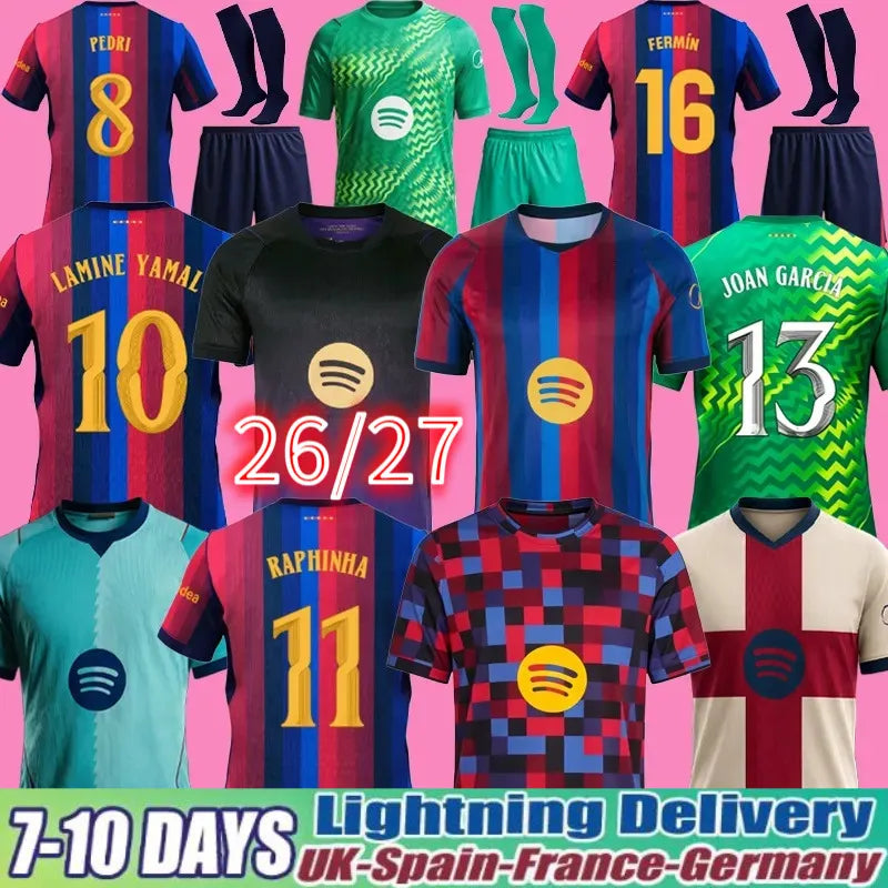 Barcelona 25 26 27 LAMINE YAMAL Lewandowski Soccer Jerseys Gordon GAVI RASHFORD  - SitterJersey.com