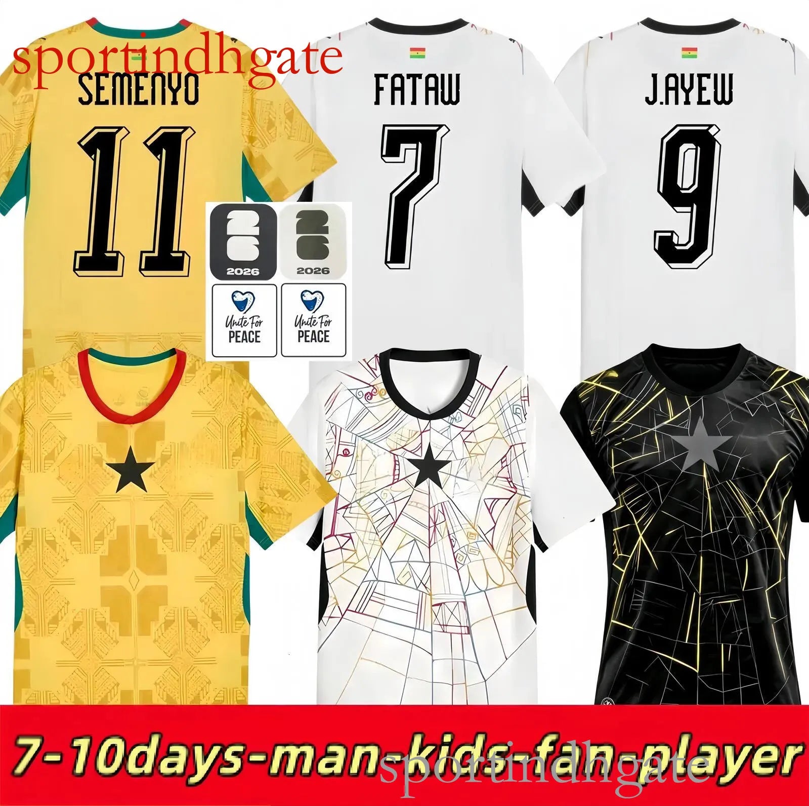 ghana jersey 2026 worldcup J.AYEW A.AYEW KUDUS SEMENYO WILLIAMS soccer jersey PA - SitterJersey.com