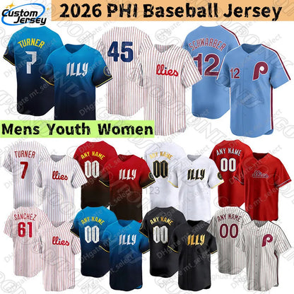 3 Harper 2024 Jerseys Turner Realmuto Nola Red Schwarber Castellanos Custom Jere - SitterJersey.com