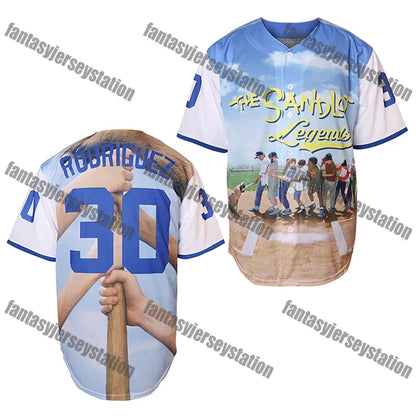 The Sandlot Baseball Jersey 11 Yeah-Yeah Blue Embroidered Baseball Sports Tops B - SitterJersey.com