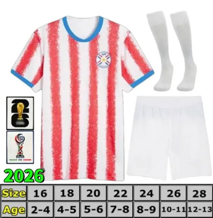 2026 Paraguay Mens Soccer Jerseys M. ALMIRON M. VILLASANTI J. ALONSO ENCISO Home - SitterJersey.com