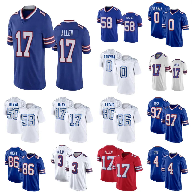 17 Allen 18 Cooper Football Jerseys Knox Shakir Milano Kincaid Cook Coleman Mila - SitterJersey.com