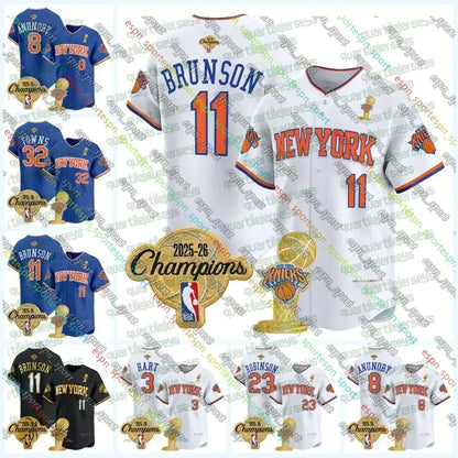 NewYork Knicks 2026 Final Champion Baseball Jersey Jalen Brunson Karl-Anthony To - SitterJersey.com