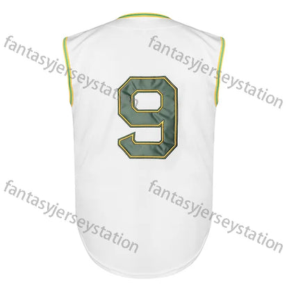 Men's Oakland Letter and Number 9 Embroidered White Sleeveless Baseball Jersey,  - SitterJersey.com