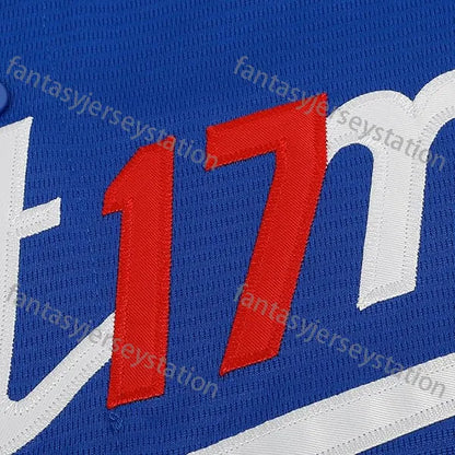 #17 Blue Men's Shohei Relaxed Ohtani 42 Robinson Fit Embroidered V-Neck Button U - SitterJersey.com
