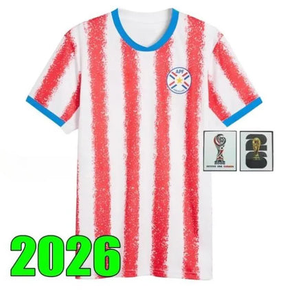 2026 Paraguay Mens Soccer Jerseys M. ALMIRON M. VILLASANTI J. ALONSO ENCISO Home - SitterJersey.com