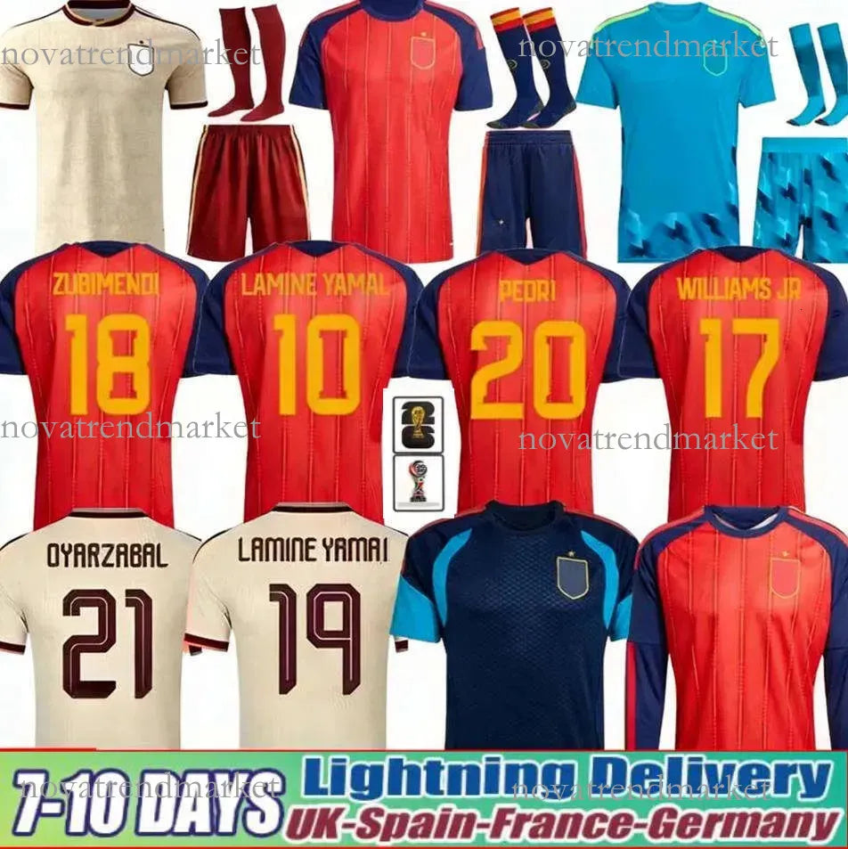 World Cup Spain Soccer Jersey 2026 Spain World Cup LAMINE YAMAL Soccer Jerseys WILLIAMS JR MORATA FABIAN JOSELU OLMO Spanish Espana 26 27 Football Shirt RODRIGO PEDRI CARVAJAL Kids Kit - SitterJersey.com