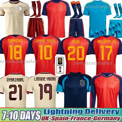 World Cup Spain Soccer Jersey 2026 Spain World Cup LAMINE YAMAL Soccer Jerseys WILLIAMS JR MORATA FABIAN JOSELU OLMO Spanish Espana 26 27 Football Shirt RODRIGO PEDRI CARVAJAL Kids Kit - SitterJersey.com
