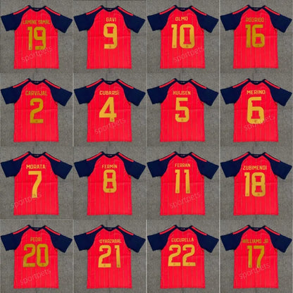 World Cup Spain Soccer Jersey 2026 Spain World Cup LAMINE YAMAL Soccer Jerseys WILLIAMS JR MORATA FABIAN JOSELU OLMO Spanish Espana 26 27 Football Shirt RODRIGO PEDRI CARVAJAL Kids Kit - SitterJersey.com