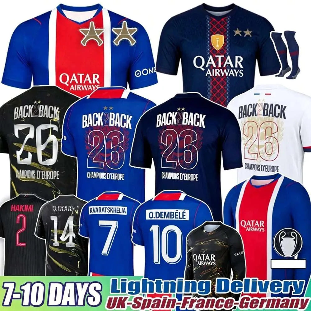 Psges Jersey 25 26 27 Ousmane Dembele Kvaratskhelia Maillot De Football Shirt To - SitterJersey.com