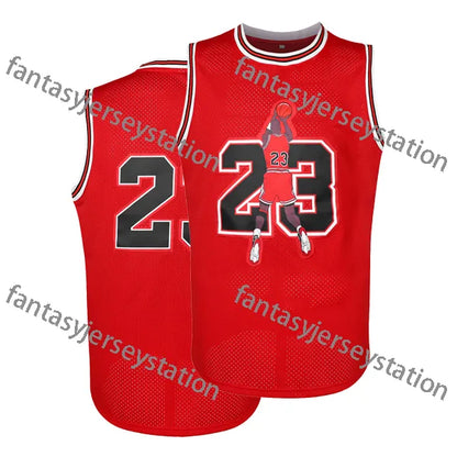 Men's Red Basketball Jerseys Chicagoes 23 Black Hip Hop Fashion Embroidered Stit - SitterJersey.com