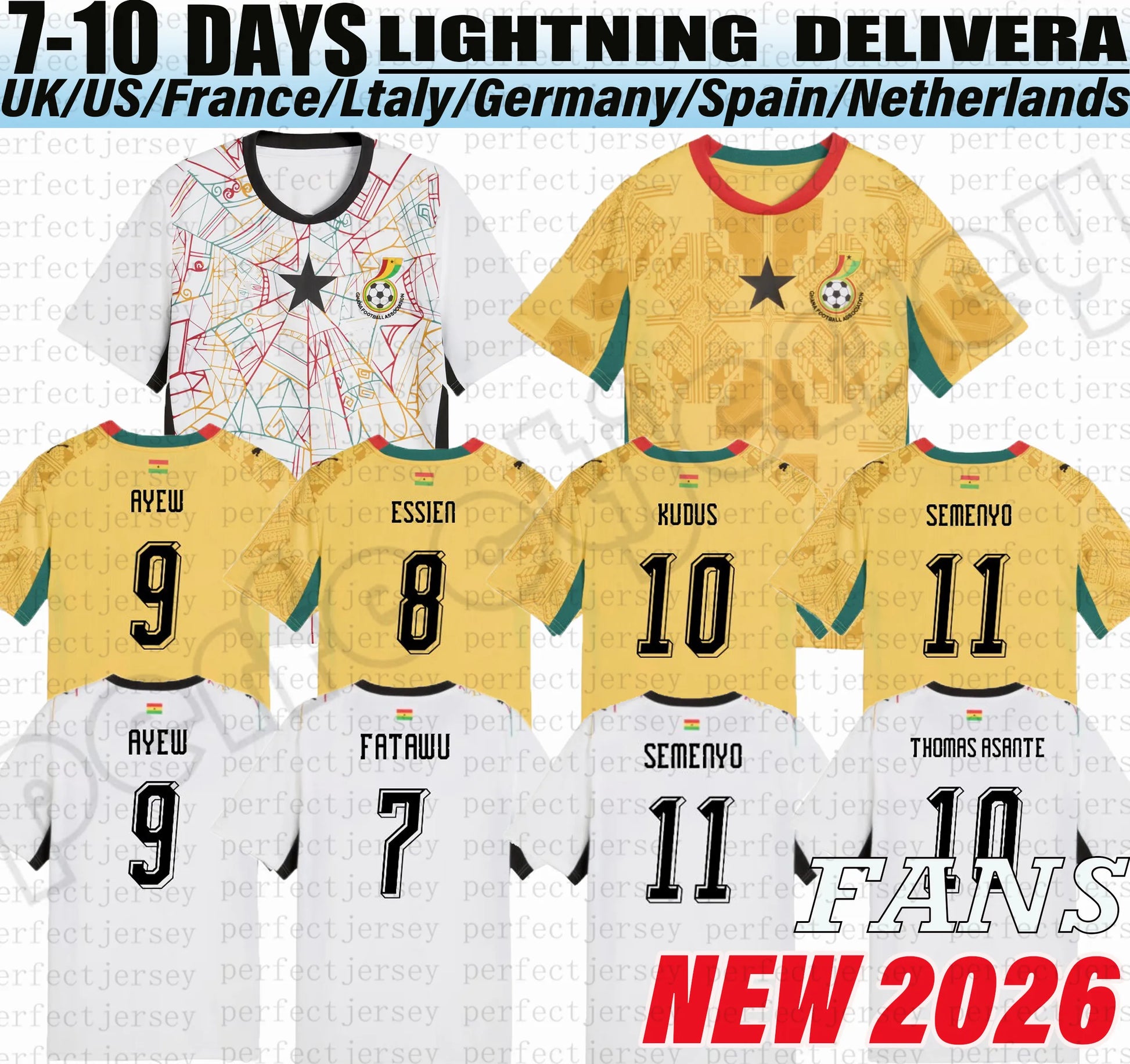 2026 2027 Ghana national football team Soccer Jerseys 25 26 27 J.AYEW A.FATAWU E - SitterJersey.com