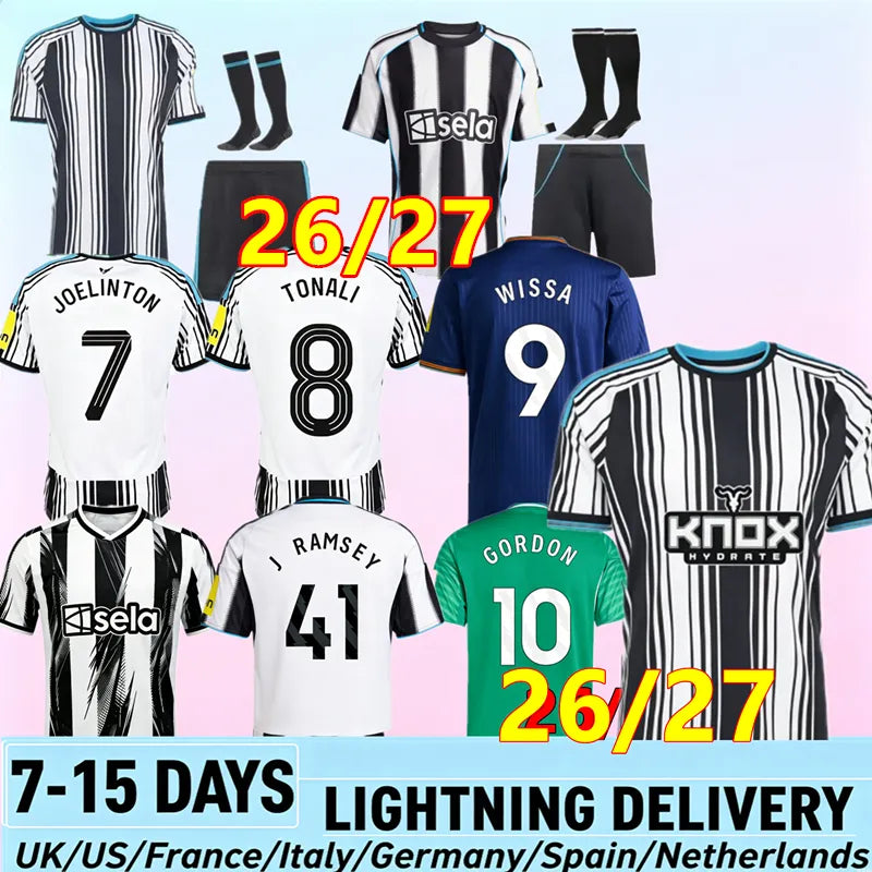 Newcastle 26 27 Football Shirt Black Children's Set Top BARNES BRONO G. Gordon I - SitterJersey.com