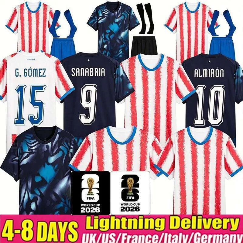 2026 Paraguay Mens Soccer Jerseys M. ALMIRON M. VILLASANTI J. ALONSO ENCISO Home - SitterJersey.com