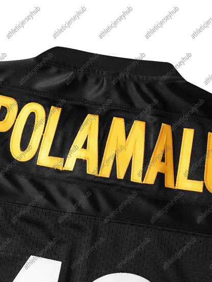36 Betts 43 Plolamalu Men's Football Jerseys Black Gold Mesh Embroidery Short Sl - SitterJersey.com