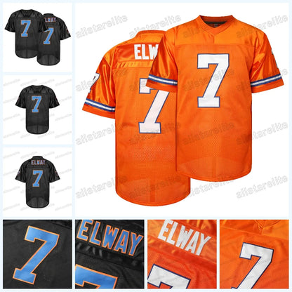Men's #7 ELWAY Breathable V-Neck Football Jersey Orange Black, Perfect for Train - SitterJersey.com