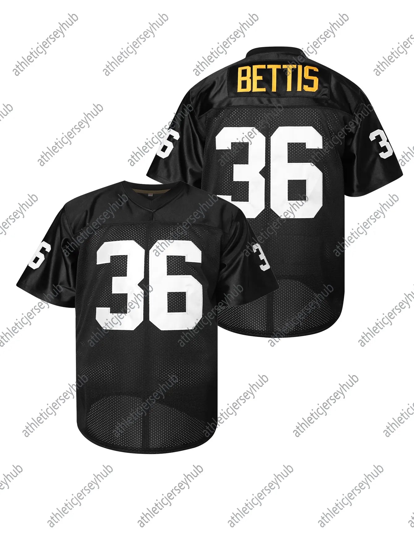 36 Betts 43 Plolamalu Men's Football Jerseys Black Gold Mesh Embroidery Short Sl - SitterJersey.com