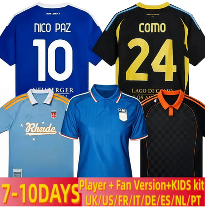 25 26 27 Como Jersey NICO PAZ MORATA ROBERTO PERRONE BATURINA home away soccer j - SitterJersey.com