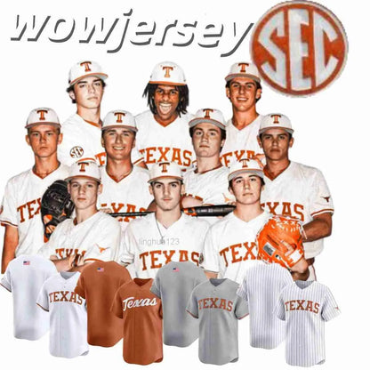 Texas Longhorns Baseball Jerseys Luke Harrison Cal Higgins Max Grubbs Connor McC - SitterJersey.com