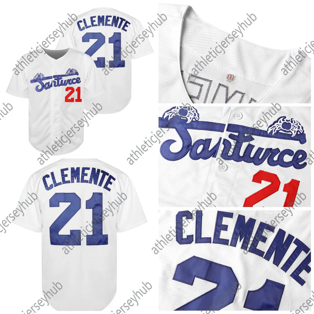 21 Clemente Jersey Jerseys baseball Jerseys White Embroidery For Training And Co - SitterJersey.com